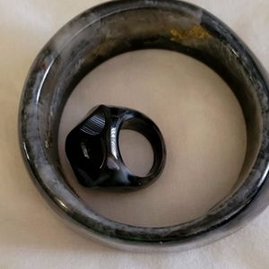 Black ring and granite bracelet